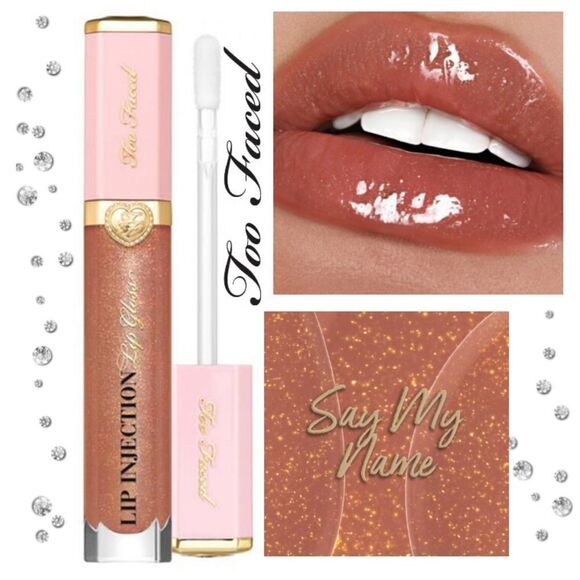 Too Faced Lip Injection Plumping Lip Gloss in Say My Name (Cool beige Sparkle) - Picture 1 of 14